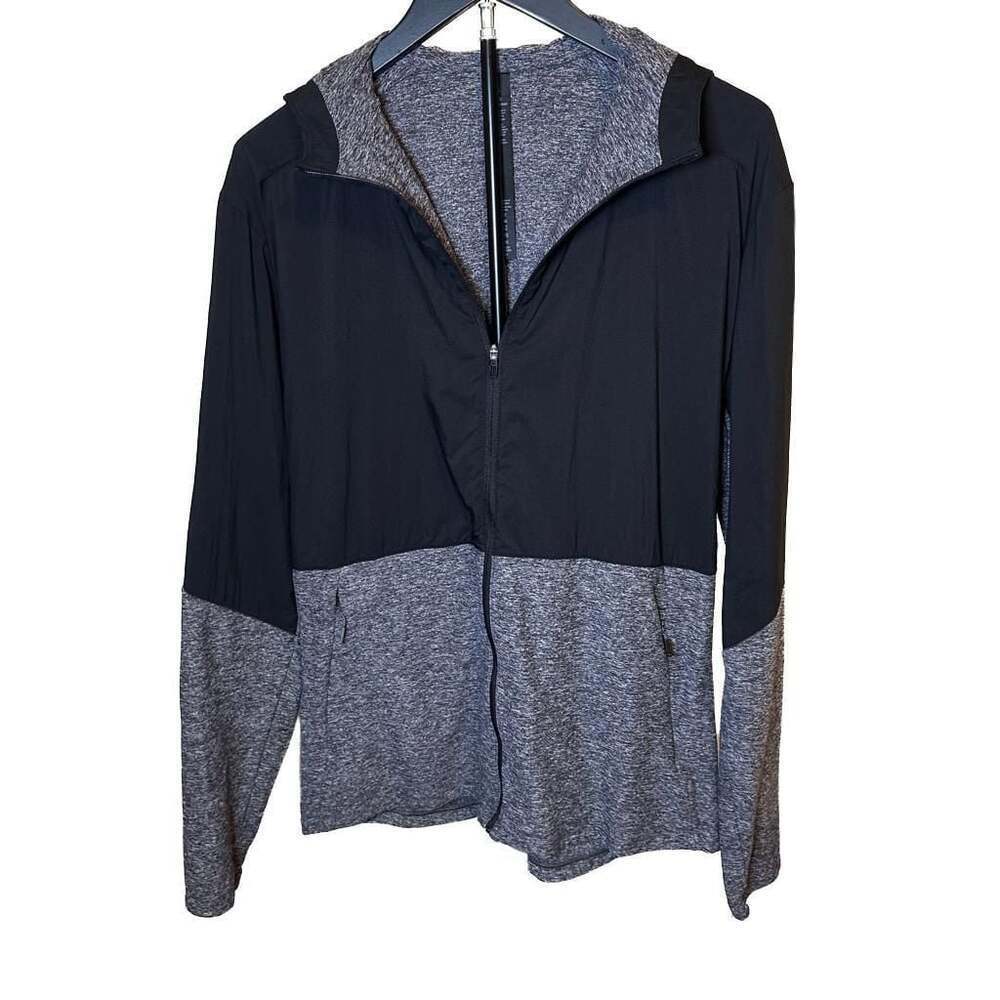 Lululemon Men's Large Two-Tone Active Zip-Up Hoodie Jacket Black/Grey